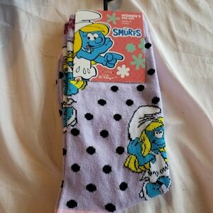 Peyo Purple & Pink with Black Polka Dots Socks